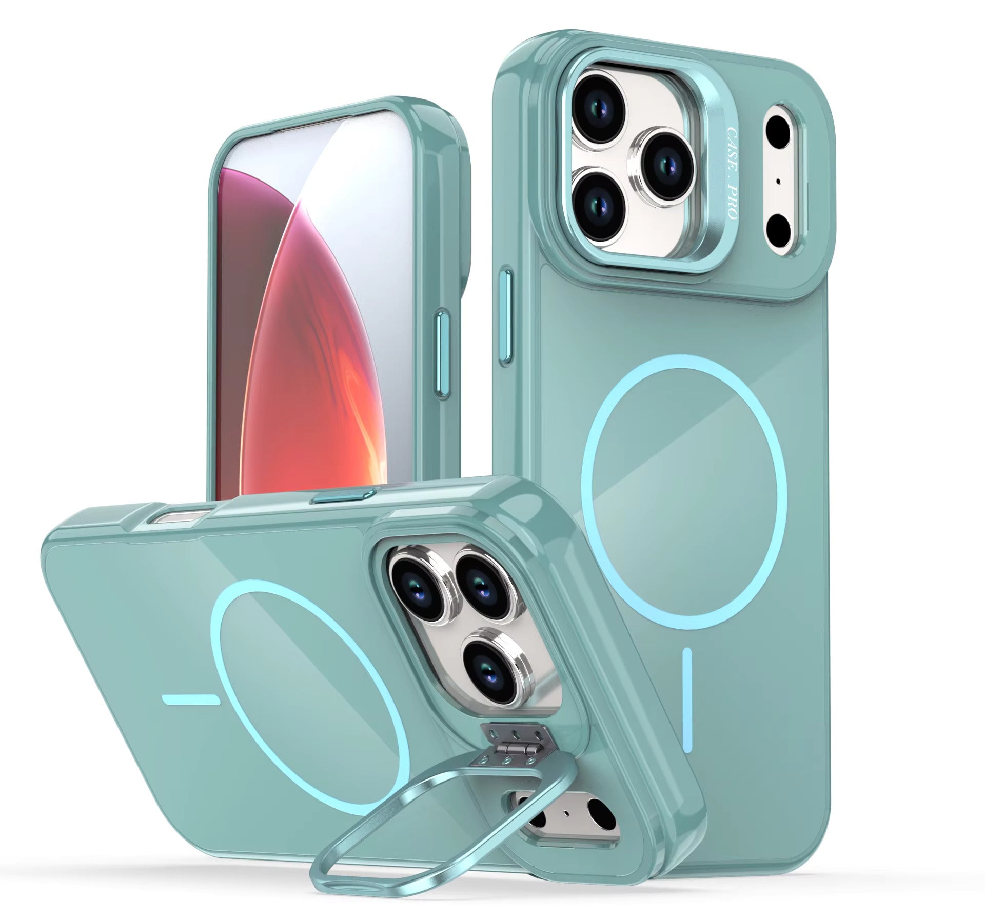 Reiko Built-in Stash Stand, Shockproof, Sturdy, Compatible with MagSafe Protection  Stylish Cover,  Compatible  with IPHONE 17 PRO  ,PC76-IPH17PRONV